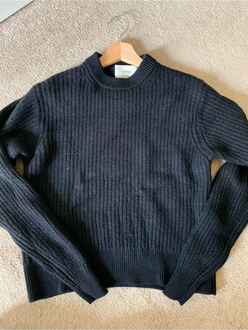 Wilfred Black Wool Crew Sweater